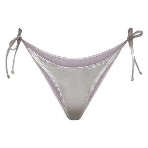 Skims Swim Metallic Silver Dipped Tie side Bikini Bottom M